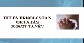 Hit és erkölcstan oktatás 2026/27 tanév